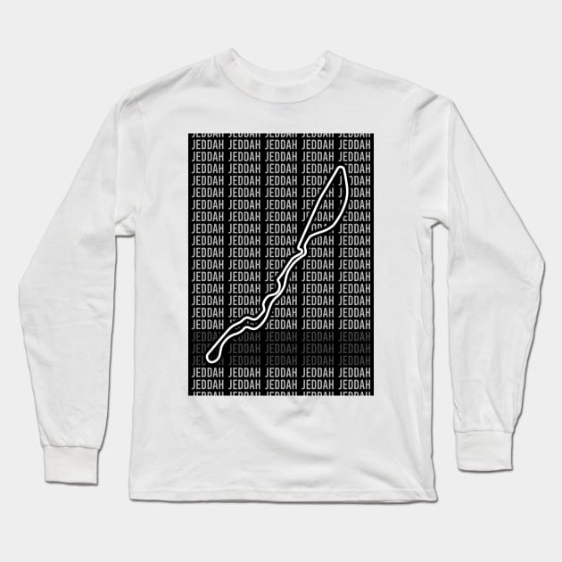 Jeddah - F1 Circuit - Black and White Long Sleeve T-Shirt by GreazyL
